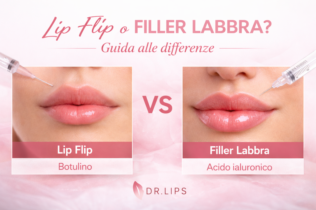 lip flip e filler labbra: confronto visivo tra due trattamenti estetici per le labbra